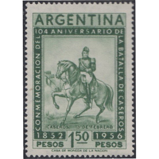 Argentina 558 1956 104 Años de la Batalla de Monte-Caseros MH Argentina 558 1956 104 Años de la Batalla de Monte-Caseros MH