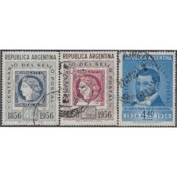 Argentina 561/63 1956 100° del Sello Corriente Argentino Usados Argentina 561/63 1956 100° del Sello Corriente Argentino Usados