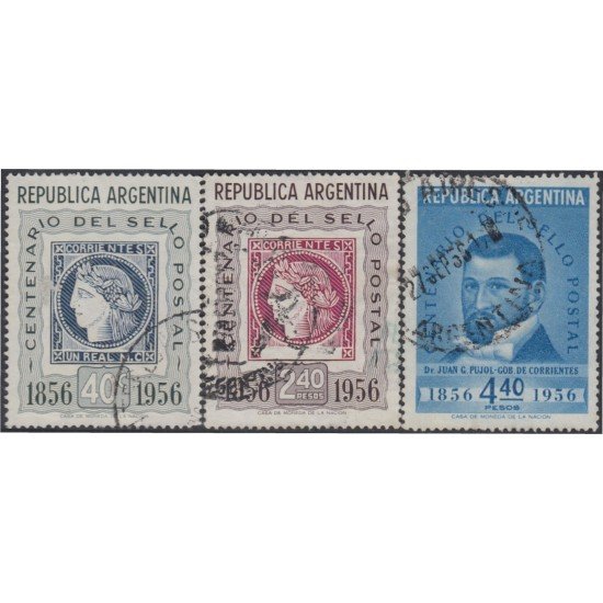 Argentina 561/63 1956 100° del Sello Corriente Argentino Usados Argentina 561/63 1956 100° del Sello Corriente Argentino Usados