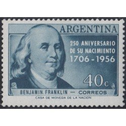 Argentina 571 1956 250 Años del Nacimiento de Benjamin Franklin MH Argentina 571 1956 250 Años del Nacimiento de Benjamin Franklin MH