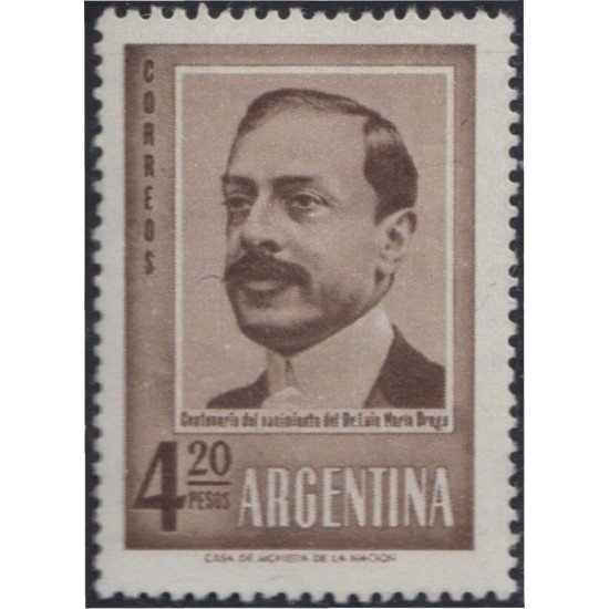 Argentina 623 1960 Centenario del nacimiento de D. Luis María Drago MH Argentina 623 1960 Centenario del nacimiento de D. Luis María Drago MH