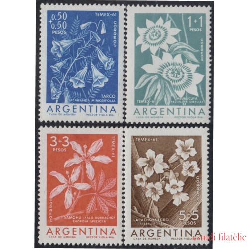  Argentina 629/32 1960 Exposición Filatélica Temex Flores flowers MH