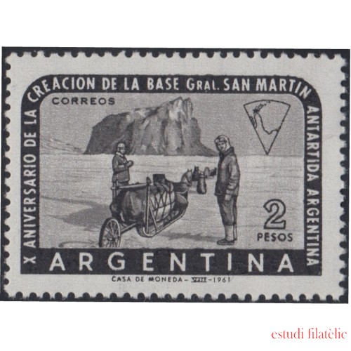 Argentina 646 1961 10 Años de la Base de la Antártida General San Martín MH