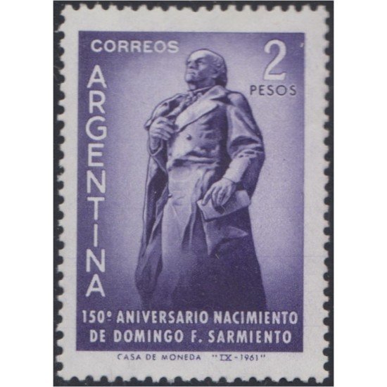 Argentina 648 1961 150 Años del nacimiento de Domingo F. Sarmiento MH Argentina 648 1961 150 Años del nacimiento de Domingo F. Sarmiento MH