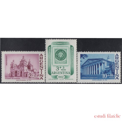 Argentina 649/51 1961 Exposición  y centenario del sello de la R. Argentina MH