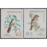 Argentina 663/664 1962 pájaros bird fauna Sobretasa Pro-infancia MH