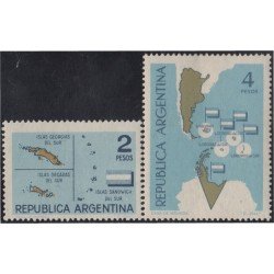 Argentina 682/83 1964 Mapa de Islas y Territorio Antártico de Argentina MH Argentina 682/83 1964 Mapa de Islas y Territorio Antártico de Argentina MH