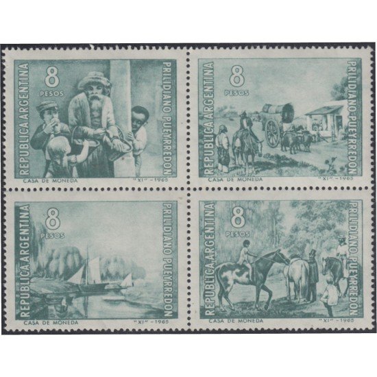 Argentina 725/28 1966 Obras del pintor Prilidiano Pueyrredon MH Argentina 725/28 1966 Obras del pintor Prilidiano Pueyrredon MH