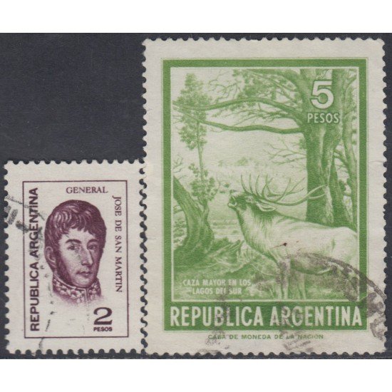 Argentina 991/92 1974/75 Serie Corriente. Papel glace usados Argentina 991/92 1974/75 Serie Corriente. Papel glace usados