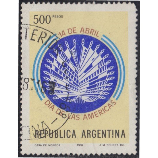 Argentina 1214 1980 Día delas Américas usado Argentina 1214 1980 Día delas Américas usado