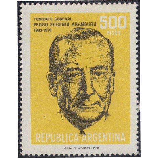 Argentina 1223 1980 Teniente Gral. Pedro Eugenio Aramburu MNH Argentina 1223 1980 Teniente Gral. Pedro Eugenio Aramburu MNH