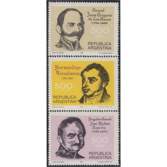 Argentina 1224/26 1980 Personalidades Bernardino Rivadavia José Matias MNH Argentina 1224/26 1980 Personalidades Bernardino Rivadavia José Matias MNH