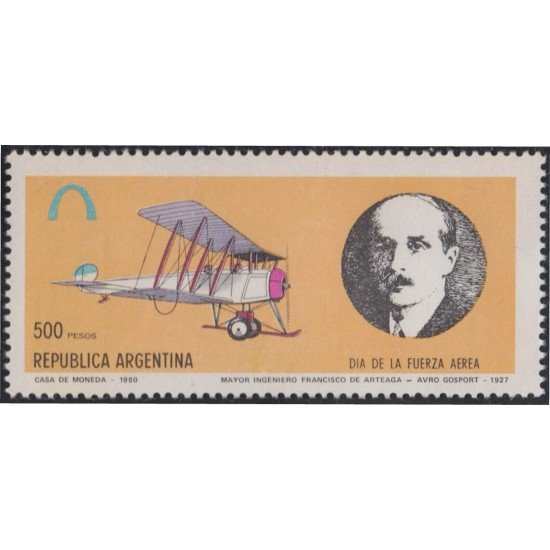 Argentina 1227 1980 Día de la fuerza aérea Ingeniero Francisco Artiaga MNH Argentina 1227 1980 Día de la fuerza aérea Ingeniero Francisco Artiaga MNH