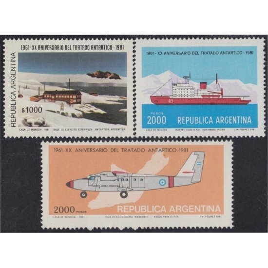 Argentina 1246/48 1981 XX Aniversario del Tratado Antártico MNH Argentina 1246/48 1981 XX Aniversario del Tratado Antártico MNH