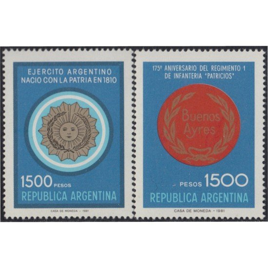 Argentina 1266/67 1981 Ejército Argentino Regimiento 1 de Infantería MNH Argentina 1266/67 1981 Ejército Argentino Regimiento 1 de Infantería MNH