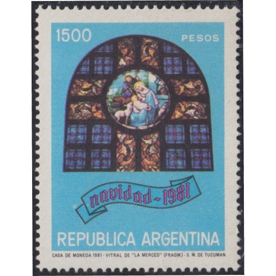 Argentina 1272 1981 Navidad Christmas Vitral de la Iglesia de Notre Dame MNH Argentina 1272 1981 Navidad Christmas Vitral de la Iglesia de Notre Dame MNH
