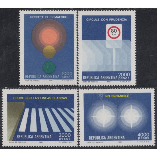 Argentina 1273/76 1981 Seguridad Víal MNH Argentina 1273/76 1981 Seguridad Víal MNH
