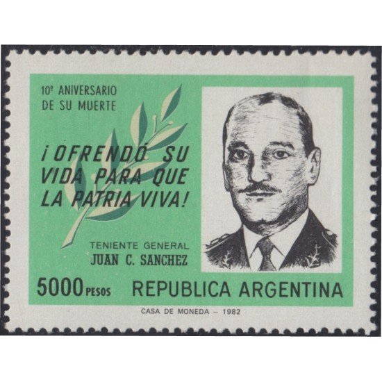 Argentina 1294 1982 10º Aniversario de la muerte de Juan C Sánchez MNH Argentina 1294 1982 10º Aniversario de la muerte de Juan C Sánchez MNH
