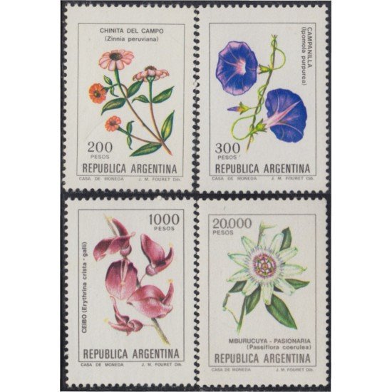 Argentina 1312/15 1982 Serie Antigua Flores Flowers MNH Argentina 1312/15 1982 Serie Antigua Flores Flowers MNH