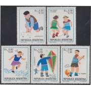 Argentina 1361/65 1983 juegos de niños Trompo barrilete Rayuela soga bolitas MNH 