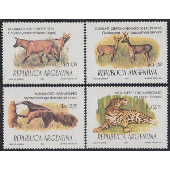 Argentina 1366/69 1983 Protección de la Fauna Tigre Oso Lobo Venado MNH Argentina 1366/69 1983 Protección de la Fauna Tigre Oso Lobo Venado MNH