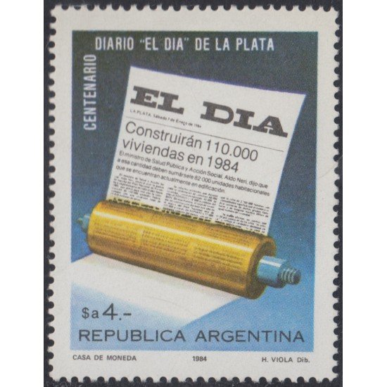 Argentina 1408 1984 Centenario del Diario El Día MNH Argentina 1408 1984 Centenario del Diario El Día MNH