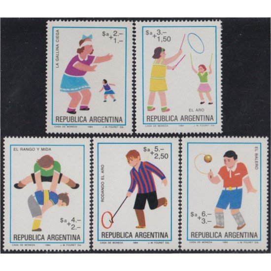 Argentina 1417/21 1984 Filatelia Argentina Juegos infantiles MNH Argentina 1417/21 1984 Filatelia Argentina Juegos infantiles MNH