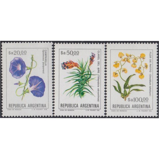 Argentina 1435/37 1984 Serie antigua Flores Flowers MNH Argentina 1435/37 1984 Serie antigua Flores Flowers MNH
