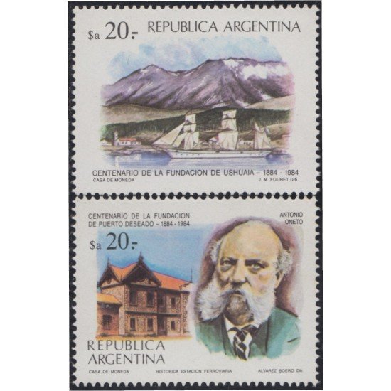 Argentina 1441/42 1984 100 Años de la fundación de las Villas de Ushuaia y Puerto Deseado MNH Argentina 1441/42 1984 100 Años de la fundación de las Villas de Ushuaia y Puerto Deseado MNH