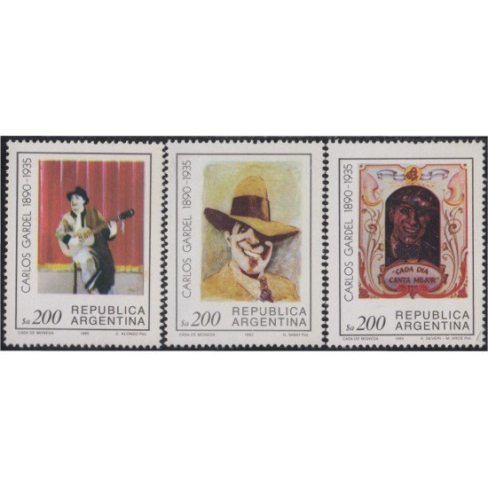 Argentina 1467/69 1985 50 Años de la muerte de Carlos Gardel MNH Argentina 1467/69 1985 50 Años de la muerte de Carlos Gardel MNH