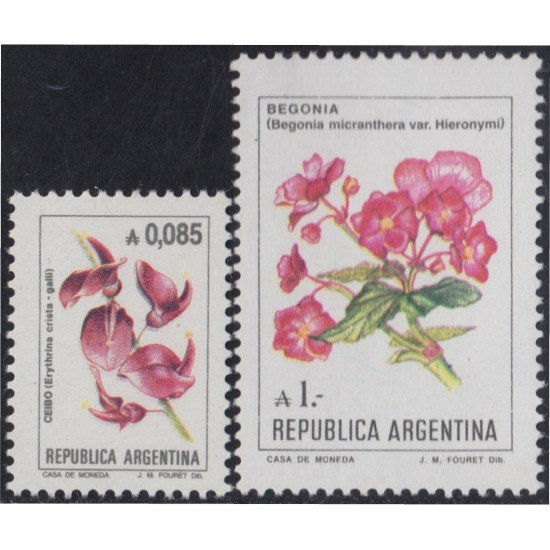Argentina 1479/80 1985 Serie antigua Flores Flowers MNH Argentina 1479/80 1985 Serie antigua Flores Flowers MNH