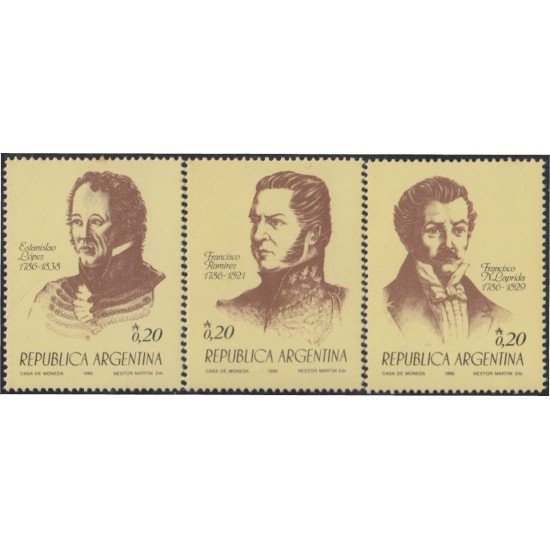 Argentina 1539/41 1986 Personalidades argentinas Bicentenario de su nacimiento MNH Argentina 1539/41 1986 Personalidades argentinas Bicentenario de su nacimiento MNH