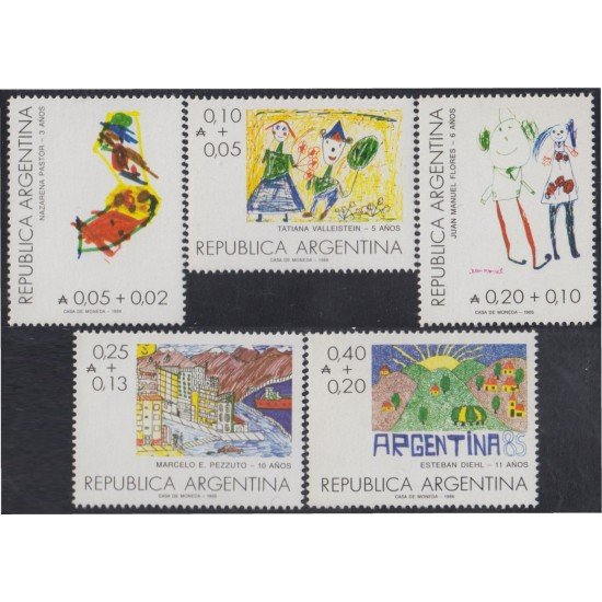 Argentina 1542/46 1986 Dibujos de infantes MNH Argentina 1542/46 1986 Dibujos de infantes MNH