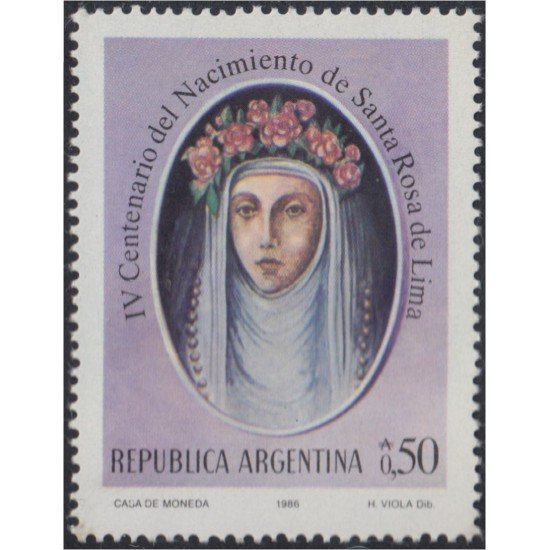 Argentina 1554 1986 400 Años del nacimiento de Sta Rosa de Lima MNH Argentina 1554 1986 400 Años del nacimiento de Sta Rosa de Lima MNH