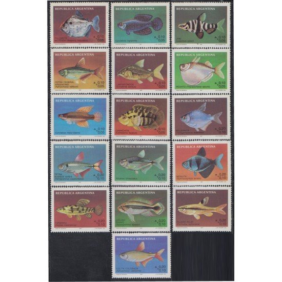 Argentina 1577/92 1987 Filatelia Argentina Peces de agua dulce MNH Argentina 1577/92 1987 Filatelia Argentina Peces de agua dulce MNH