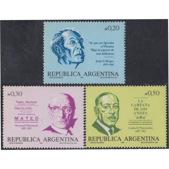 Argentina 1594/96 1987 Personalidades argentinas MNH Argentina 1594/96 1987 Personalidades argentinas MNH