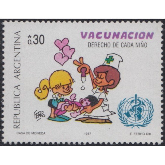 Argentina 1601 1987 Campaña para la salud del infante MNH Argentina 1601 1987 Campaña para la salud del infante MNH