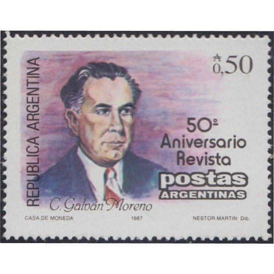 Argentina 1606 1987 50º Aniversario de la Revista Postas Galván Moreno MNH Argentina 1606 1987 50º Aniversario de la Revista Postas Galván Moreno MNH