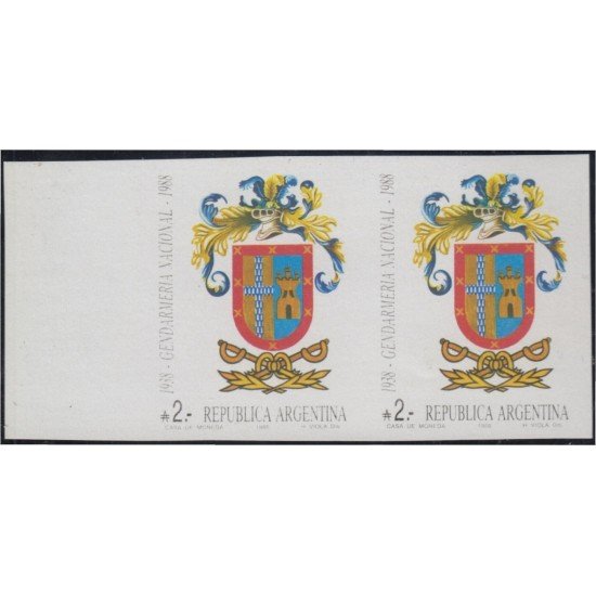 Argentina 1635a 1988 Pareja sin dentar 50 Años de la Gendarmería Nacional MNH Argentina 1635a 1988 Pareja sin dentar 50 Años de la Gendarmería Nacional MNH