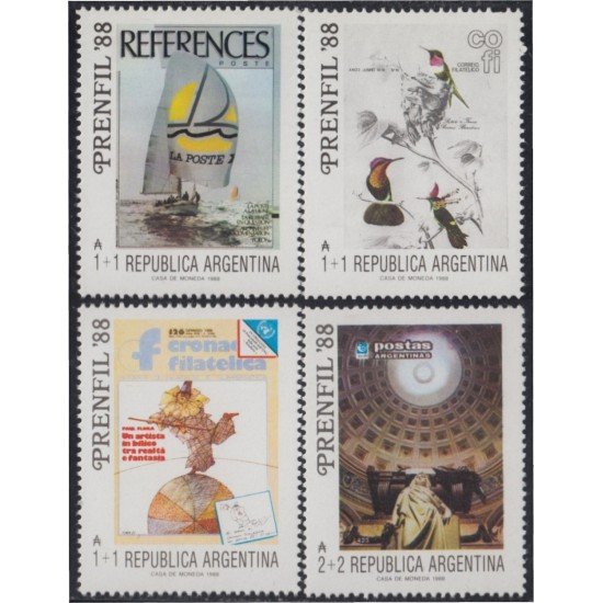 Argentina 1650/53 1988 Prenfil 88 1º Reunión Nac. de cronistas filatélicos MNH Argentina 1650/53 1988 Prenfil 88 1º Reunión Nac. de cronistas filatélicos MNH