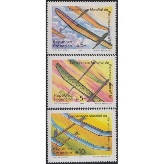 Argentina 1672/74 1989 Campeonato del Mundo de Aeromodelismo MNH Argentina 1672/74 1989 Campeonato del Mundo de Aeromodelismo MNH