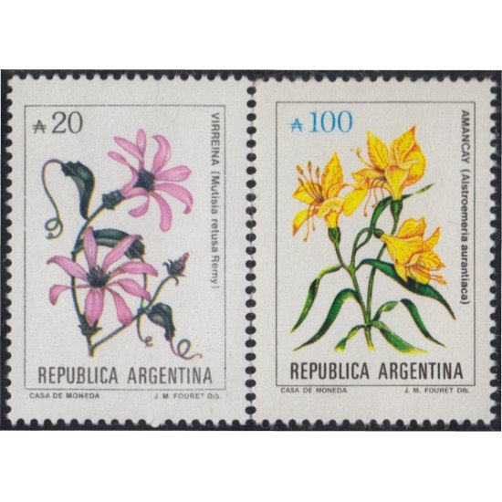 Argentina 1682/83 1989 Serie Antigua Flores Flowers MNH Argentina 1682/83 1989 Serie Antigua Flores Flowers MNH