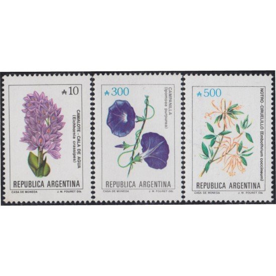 Argentina 1687/89 1989 Serie Antigua Flores Flowers MNH Argentina 1687/89 1989 Serie Antigua Flores Flowers MNH