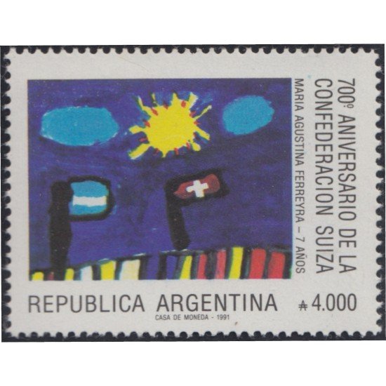 Argentina 1744 1991 700º Aniversario de la Confederación Suiza MNH