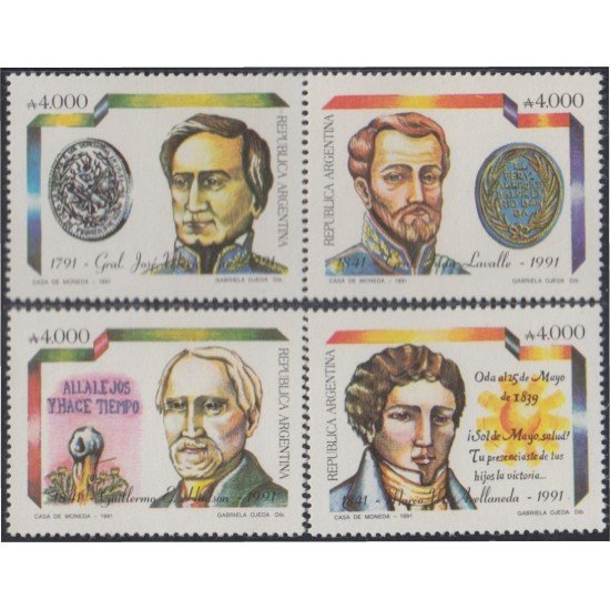 Argentina 1766/69 1991 Aniversario de célebres argentinos MNH Argentina 1766/69 1991 Aniversario de célebres argentinos MNH