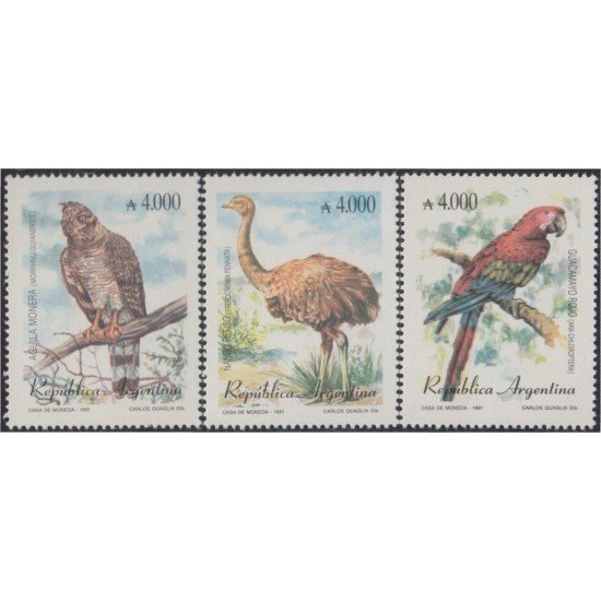 Argentina 1772/74 1991 75º Aniversario de la Asociación Ornitológica MNH Argentina 1772/74 1991 75º Aniversario de la Asociación Ornitológica MNH