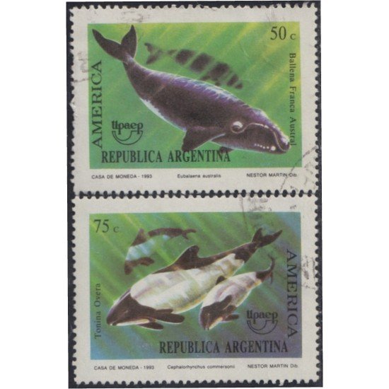 Argentina 1831/32 1993 América UPAE Cetáceos usados Argentina 1831/32 1993 América UPAE Cetáceos usados