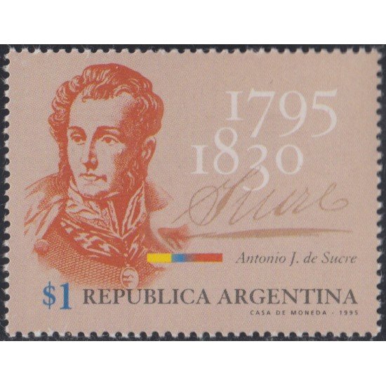 Argentina 1883 1995 Bicentenario del nacimiento Antonio J. Sucre MNH Argentina 1883 1995 Bicentenario del nacimiento Antonio J. Sucre MNH