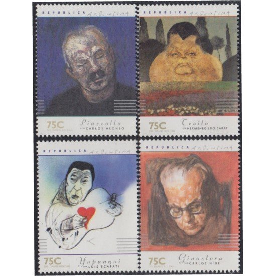 Argentina 1978/81 1997 Compositores Astor Piazzola Troilo Alberto Ginastera Yupanqui MNH Argentina 1978/81 1997 Compositores Astor Piazzola Troilo Alberto Ginastera Yupanqui MNH