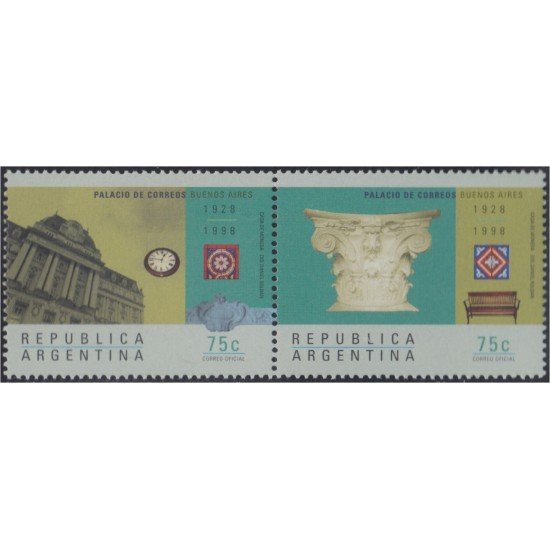 Argentina 2048/49 1998 70º Aniversario del Palacio de Correo MNH Argentina 2048/49 1998 70º Aniversario del Palacio de Correo MNH